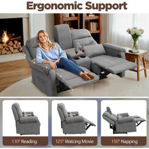 RV Loveseat Recliner with Central for Your Home Theater Seating or Living Room Retreat | TekChoice Electronics
