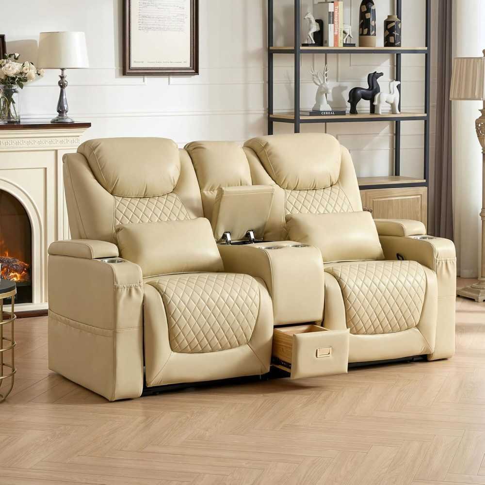 Double Recliner Loveseat with Central and Theater Seating | TekChoice Electronics