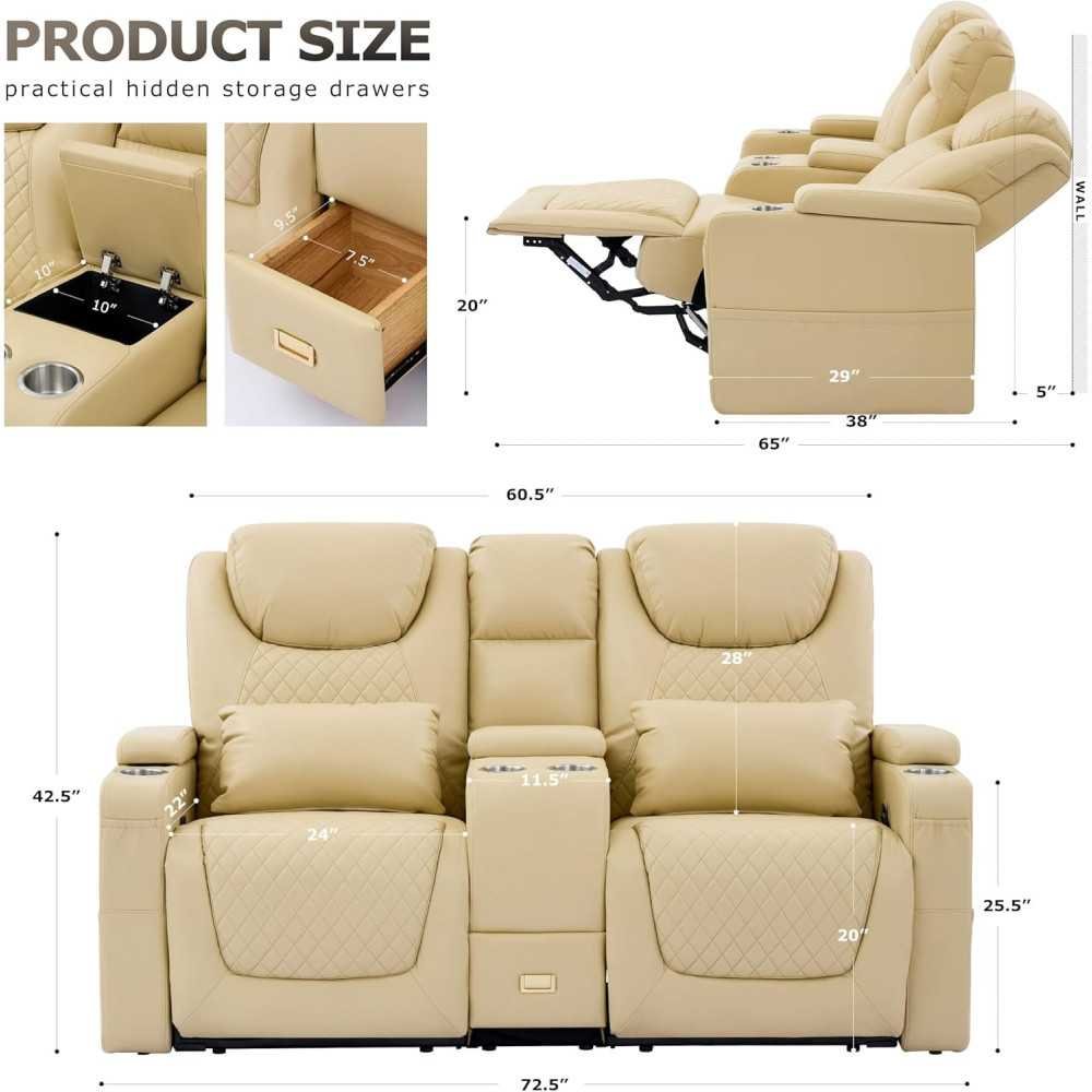 Double Recliner Loveseat with Central and Theater Seating | TekChoice Electronics