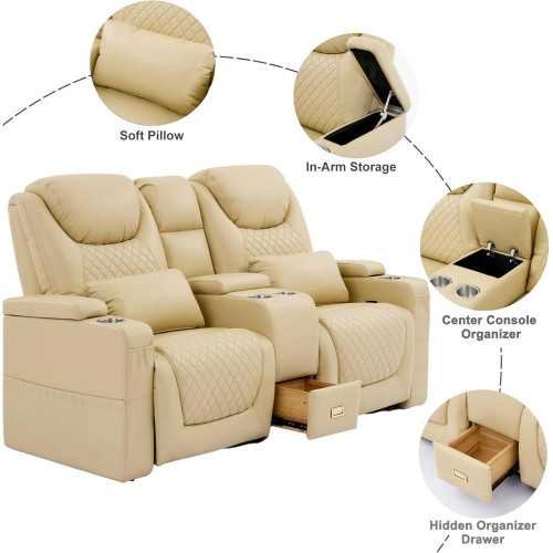 Double Recliner Loveseat with Central and Theater Seating | TekChoice Electronics