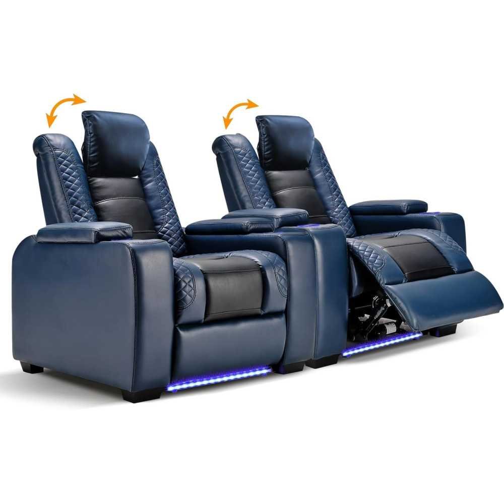 Deluxe Electric Loveseat Recliner Home Theater Seating with Built-in Tech Features and Ambient Lighting | TekChoice Electronics