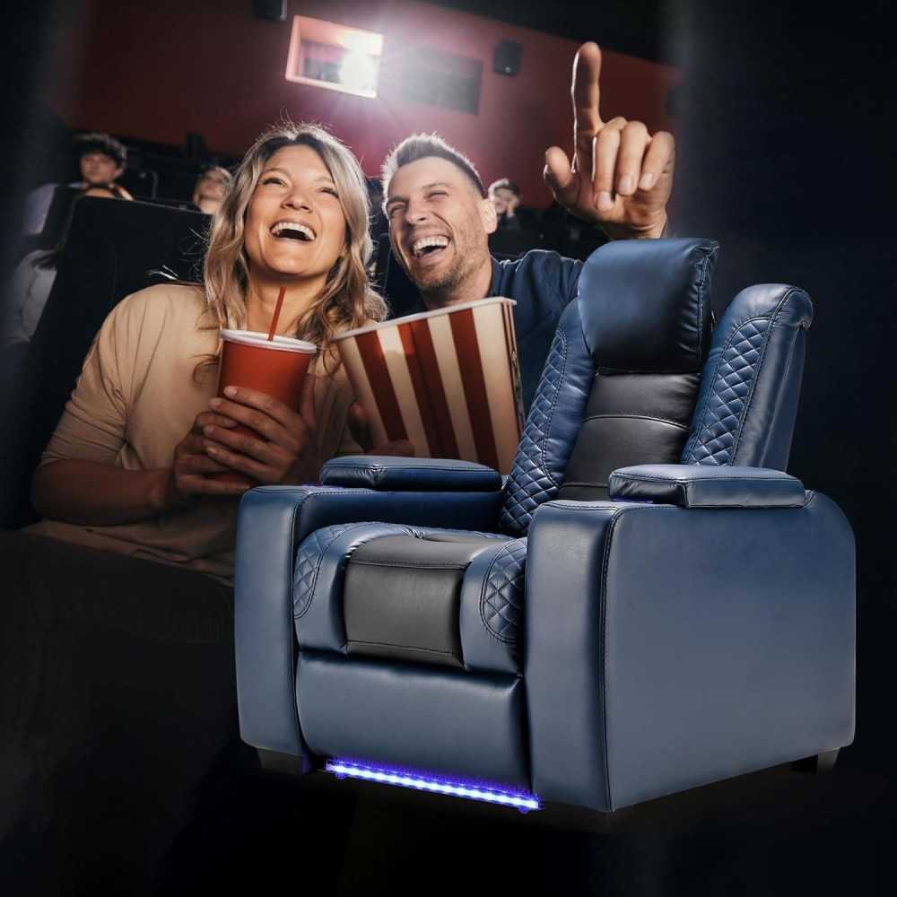 2 Power Recliner Home Theater Seating featuring LED Lights and Clever Storage Solutions | TekChoice Electronics