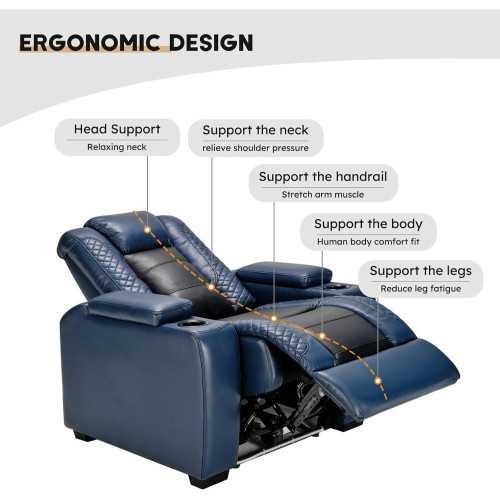 2 Power Recliner Home Theater Seating featuring LED Lights and Clever Storage Solutions | TekChoice Electronics