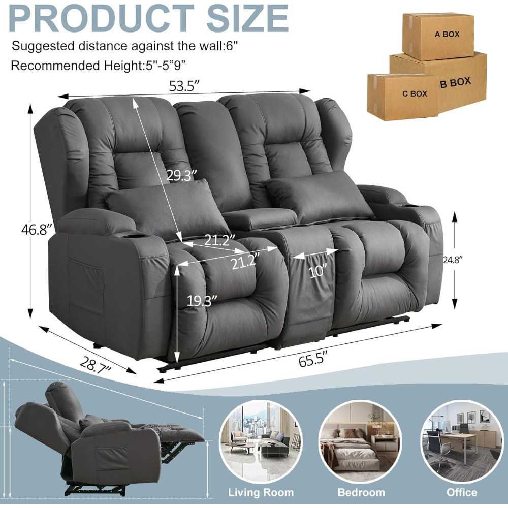 Luxury Loveseat Recliner Home Theater Seating with Extra Features | TekChoice Electronics