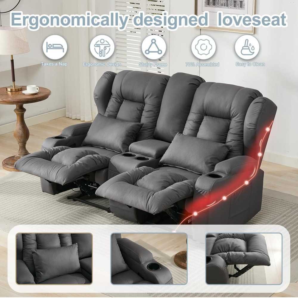 Luxury Loveseat Recliner Home Theater Seating with Extra Features | TekChoice Electronics