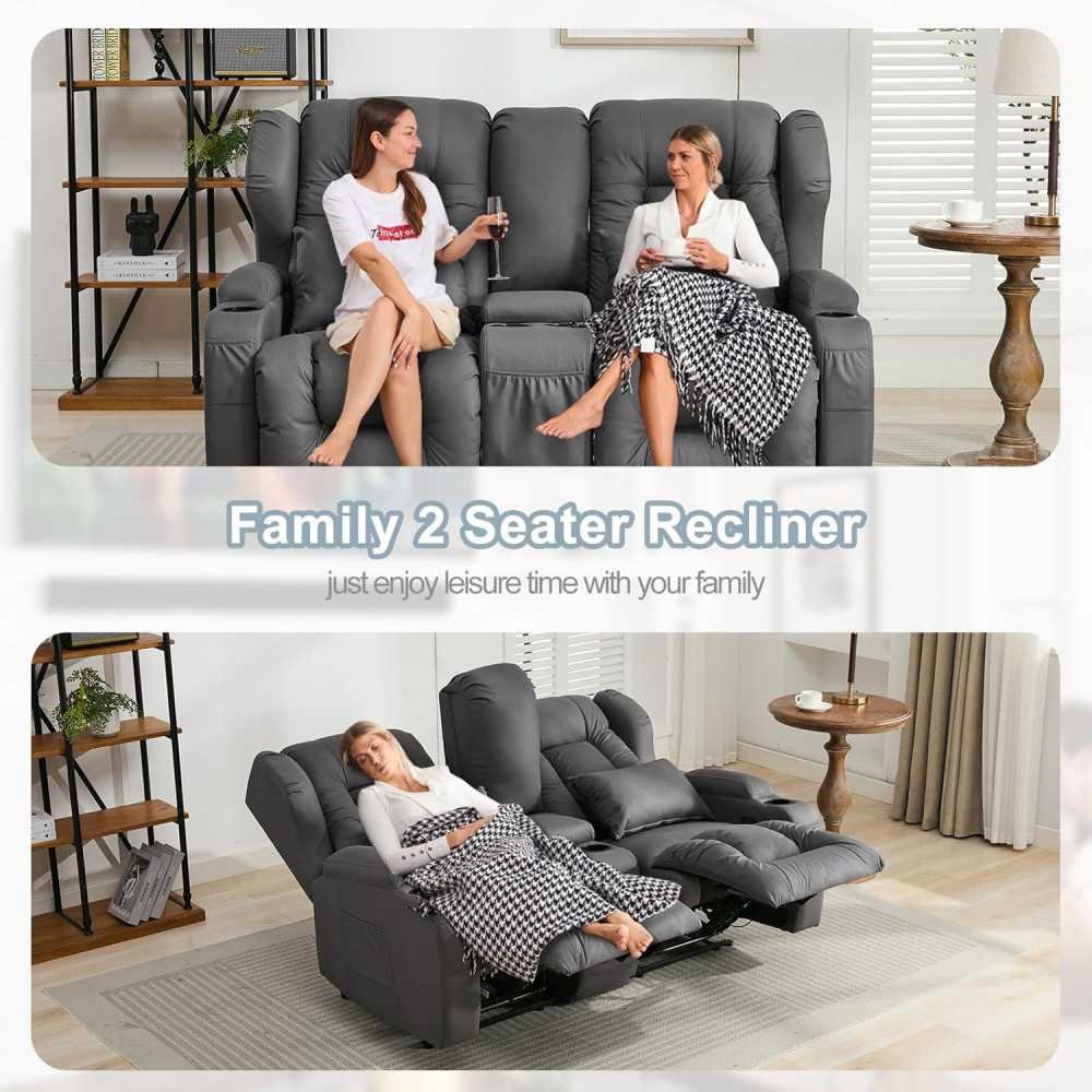 Luxury Loveseat Recliner Home Theater Seating with Extra Features | TekChoice Electronics