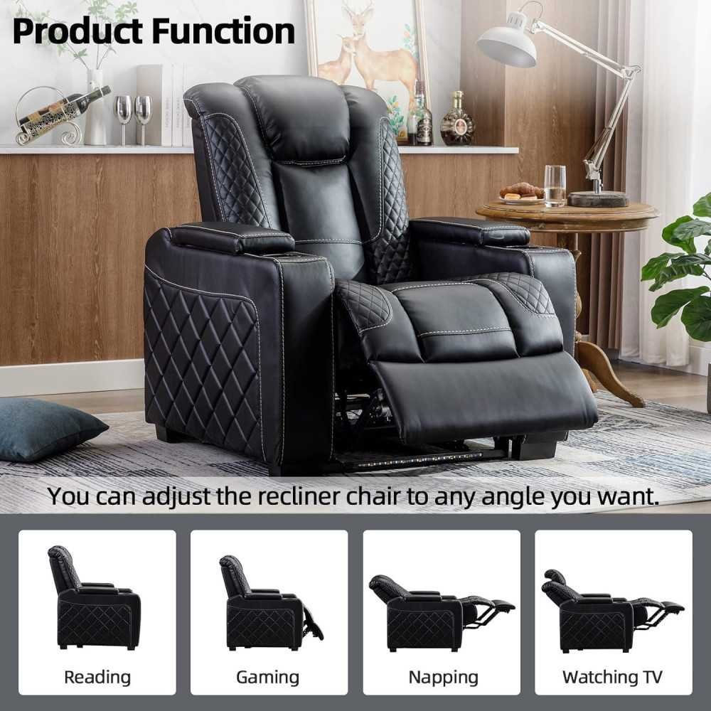 Luxe Faux Leather Recliner Home Theater Seating with Ambient Lighting and Smart Features | TekChoice Electronics