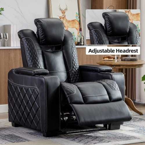 Luxe Faux Leather Recliner Home Theater Seating with Ambient Lighting and Smart Features | TekChoice Electronics