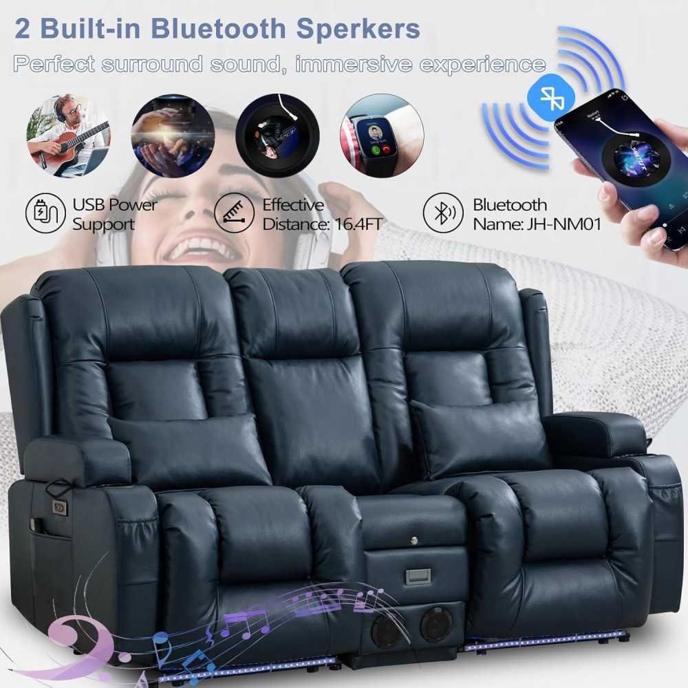 Deluxe Electric Loveseat Recliner Home Theater Seating with Built-in Tech Features and Ambient Lighting | TekChoice Electronics