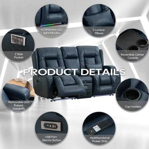 Deluxe Electric Loveseat Recliner Home Theater Seating with Built-in Tech Features and Ambient Lighting | TekChoice Electronics