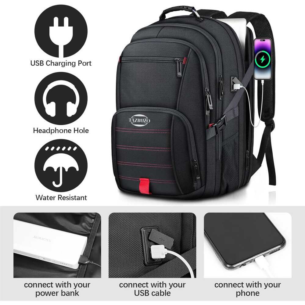 Extra Large School Backpack w/ USB Port and TSA Approval