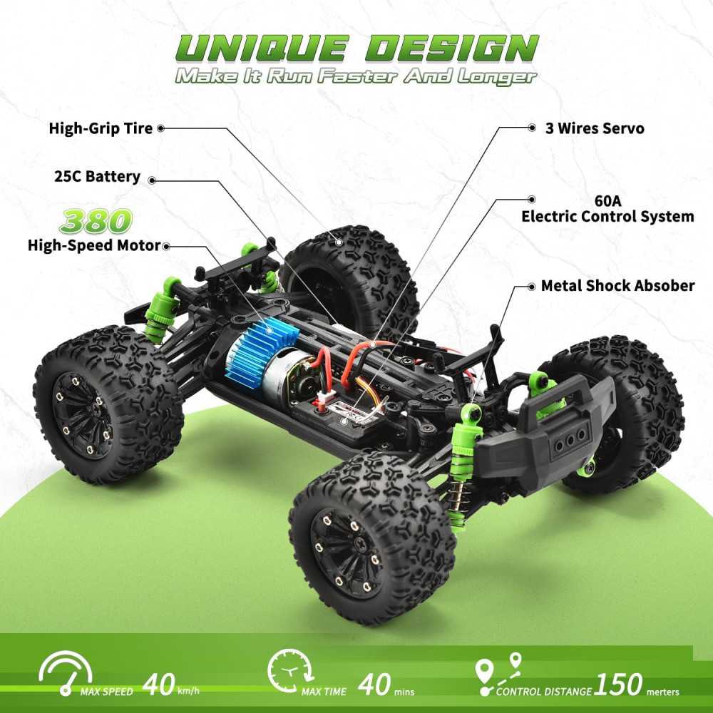 All Terrain Remote Control Car w/ 36 KPH High Speed 4WD for Off-Road Adventures