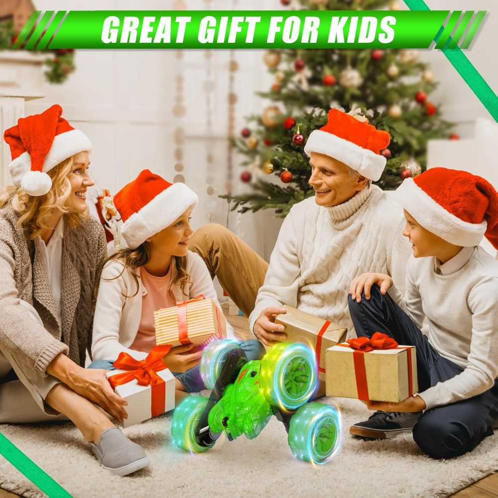 Rechargeable Remote Control Stunt Toy Car w/ Dazzling Lights and 360° Flips