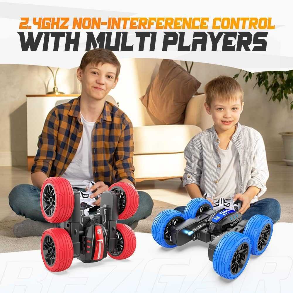 Double-Sided Mini Remote Control Stunt Car w/ 360 Flips and LED Lights