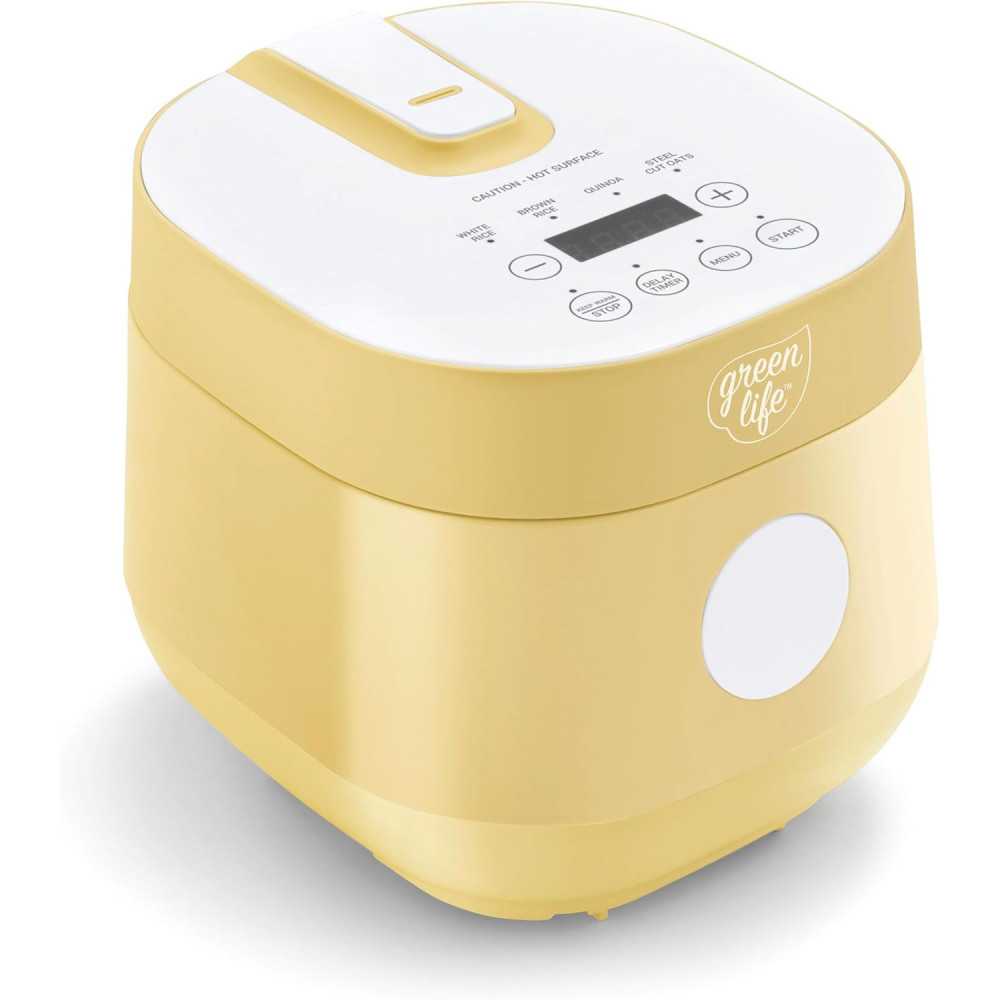 GreenLife 4-Cup Digital Rice Cooker w/ PFAS-Free Ceramic Pot and Auto Presets