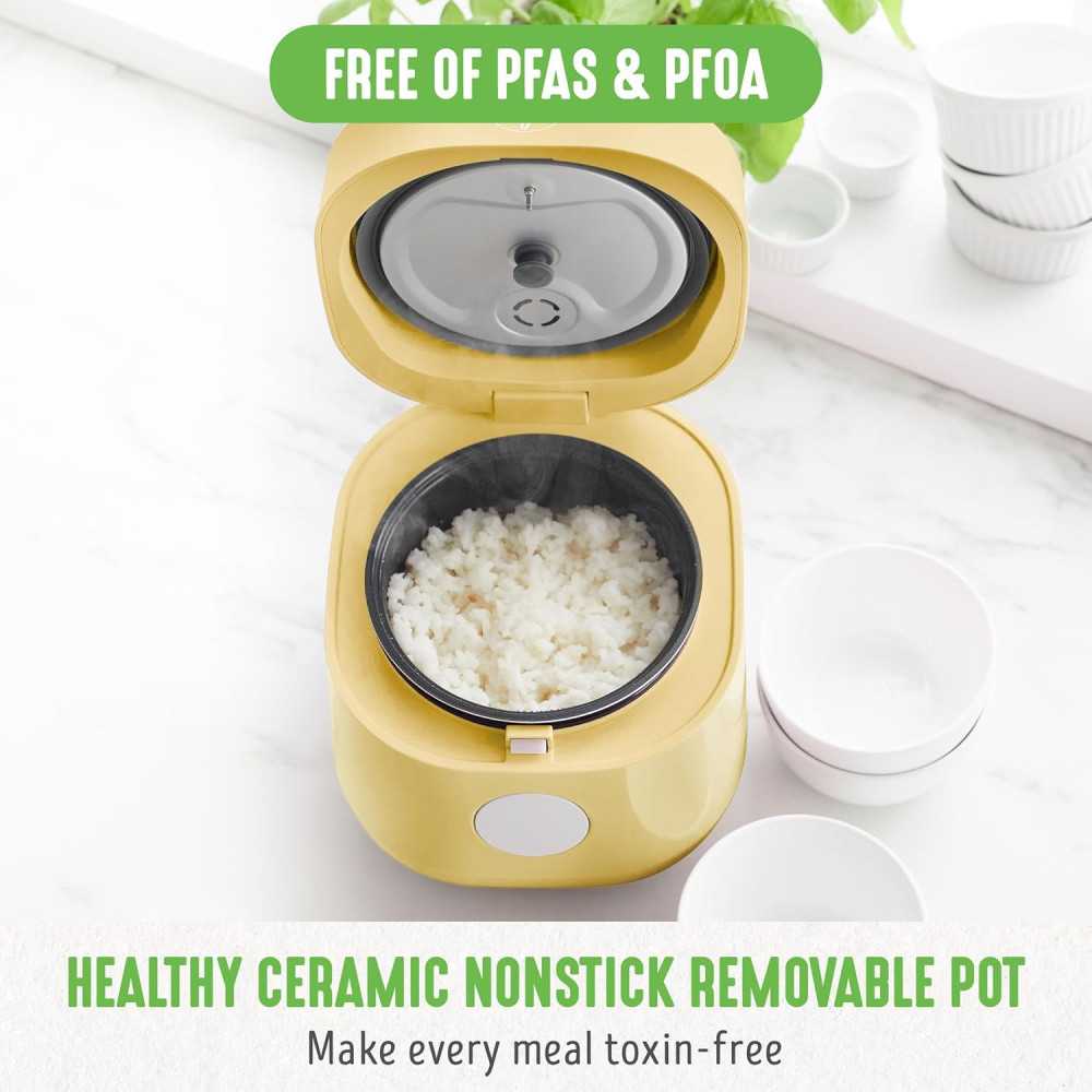 GreenLife 4-Cup Digital Rice Cooker w/ PFAS-Free Ceramic Pot and Auto Presets