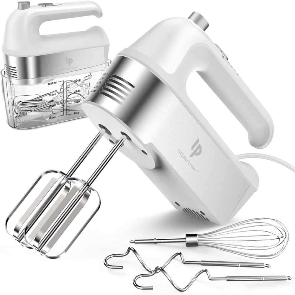 450W Electric Hand Mixer w/ Turbo Boost and Stainless Steel Accessories