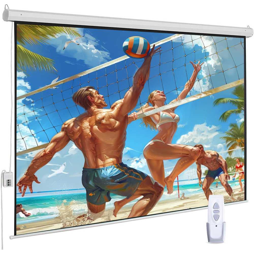 Motorized 120" Electric Projector Screen w/ Remote Control Operation