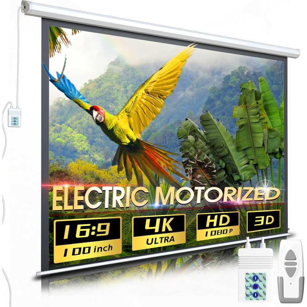 100 - 120 inch Electric Motorized Projector Screen w/ Remote Control