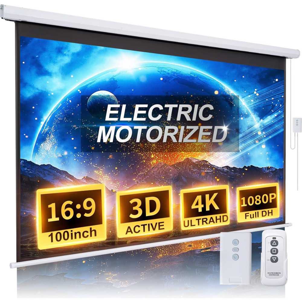 Motorized Projector Screen: For Your Movie Nights w/ High Definition Display and Wireless Convenience