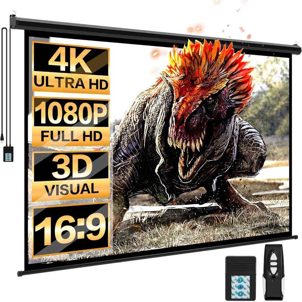 Motorized Projector Screen: For Your Movie Nights w/ High Definition Display and Wireless Convenience