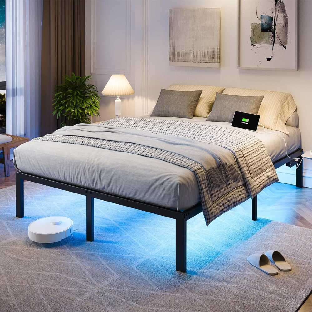 LED Nightstand and Tall Dresser w/ Built-in Charging Station and USB Ports for a Modern Touch