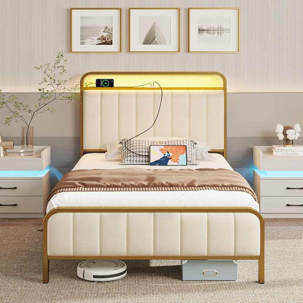 LED Nightstand and Tall Dresser w/ Built-in Charging Station and USB Ports for a Modern Touch