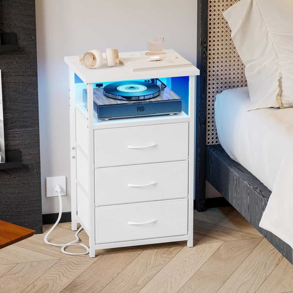 Modern LED Nightstand for Organized Charging and Storage