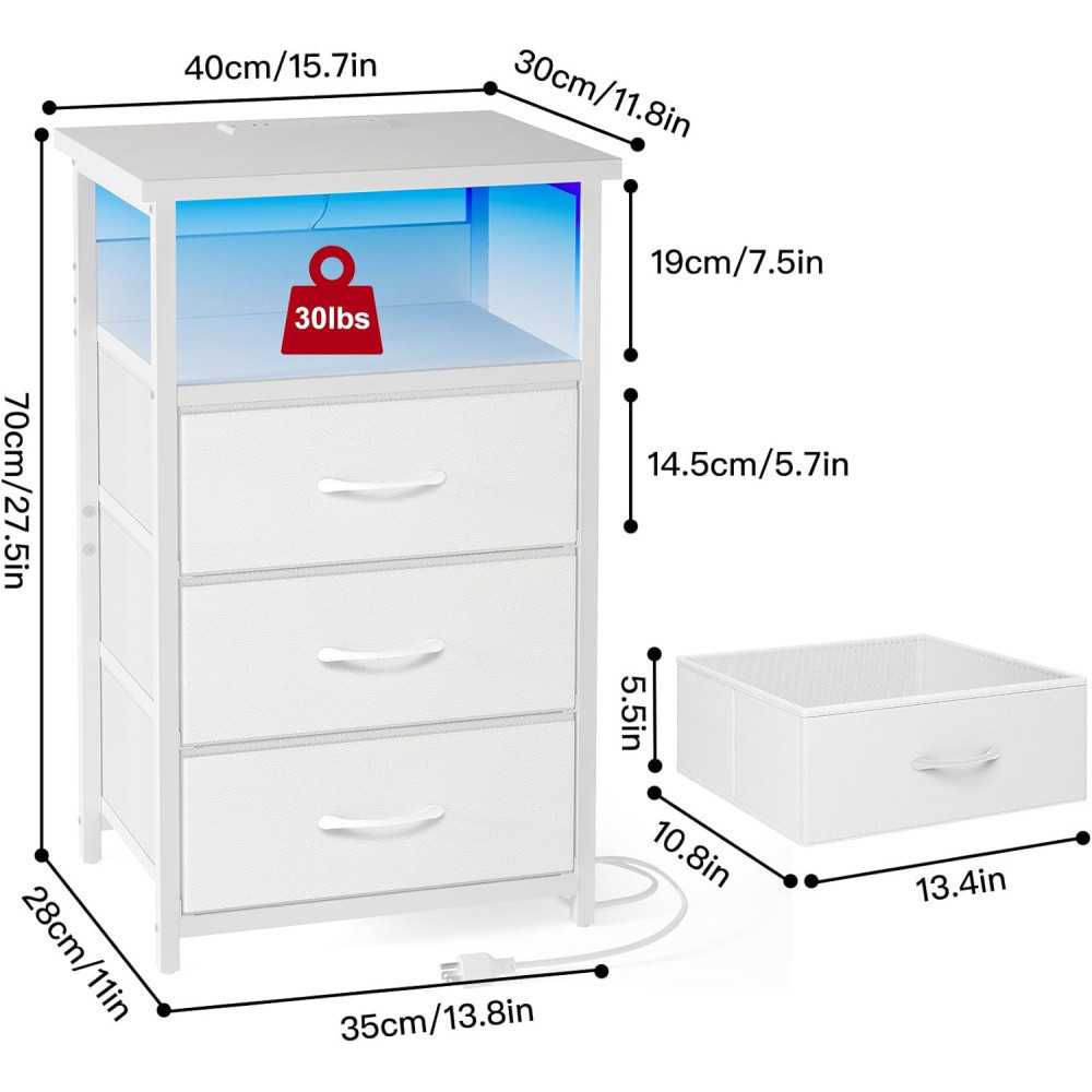 Modern LED Nightstand for Organized Charging and Storage