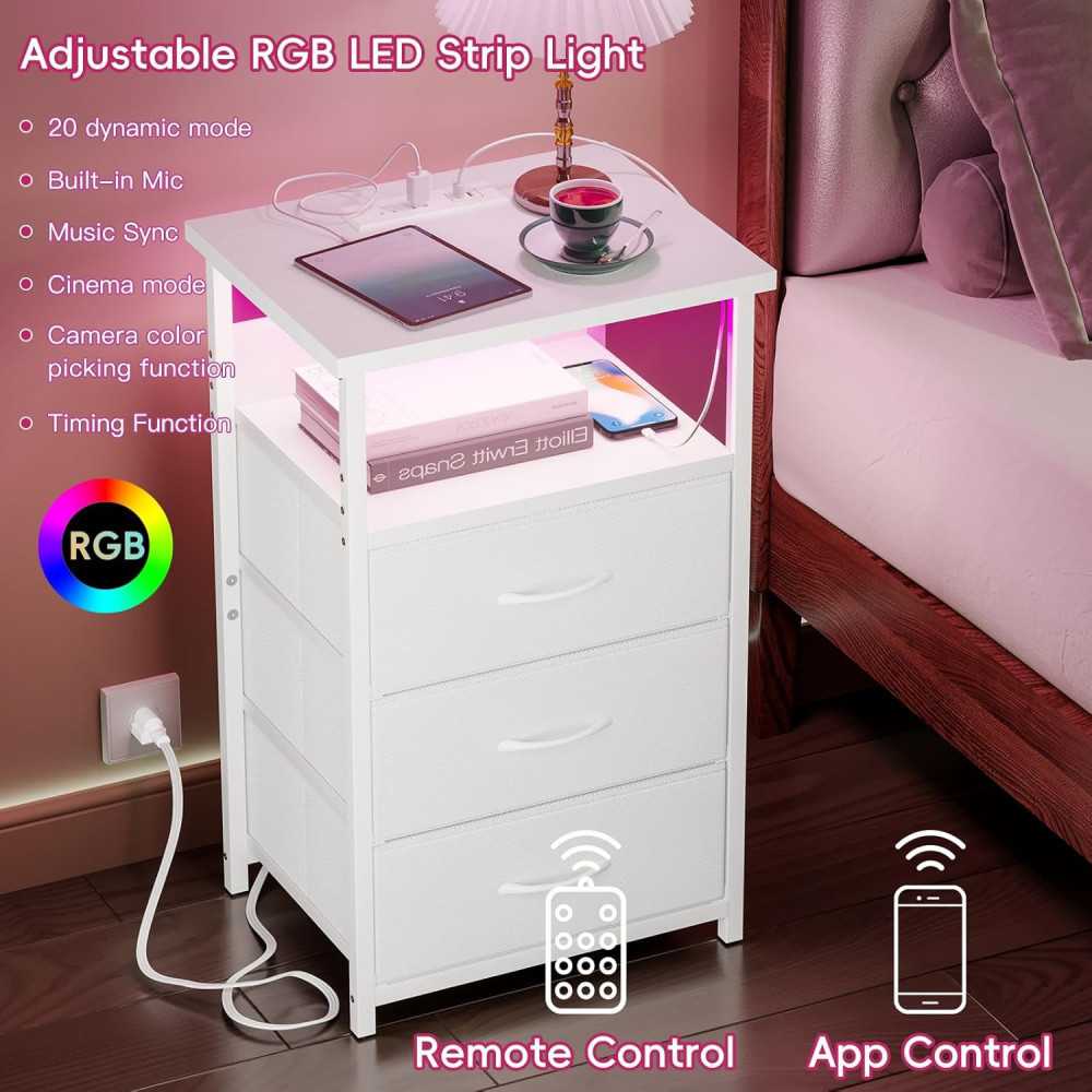 Modern LED Nightstand for Organized Charging and Storage