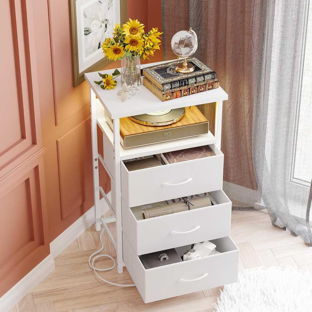 Modern LED Nightstand for Organized Charging and Storage