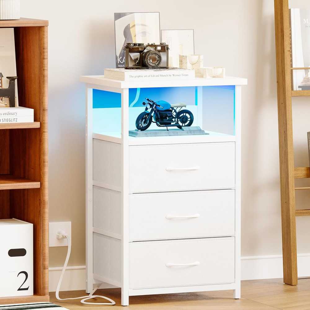 Modern LED Nightstand for Organized Charging and Storage