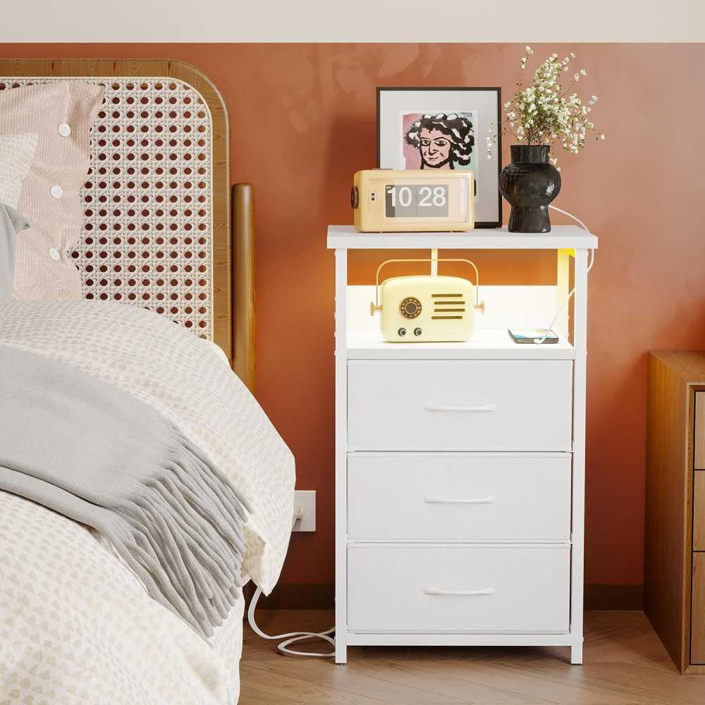 Modern LED Nightstand for Organized Charging and Storage