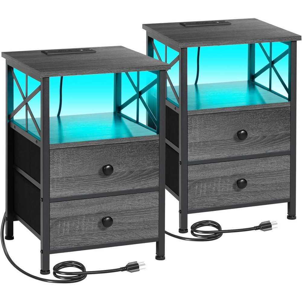 Modern LED Nightstand for Organized Charging and Storage