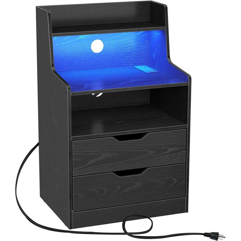 Modern LED Nightstand for Organized Charging and Storage