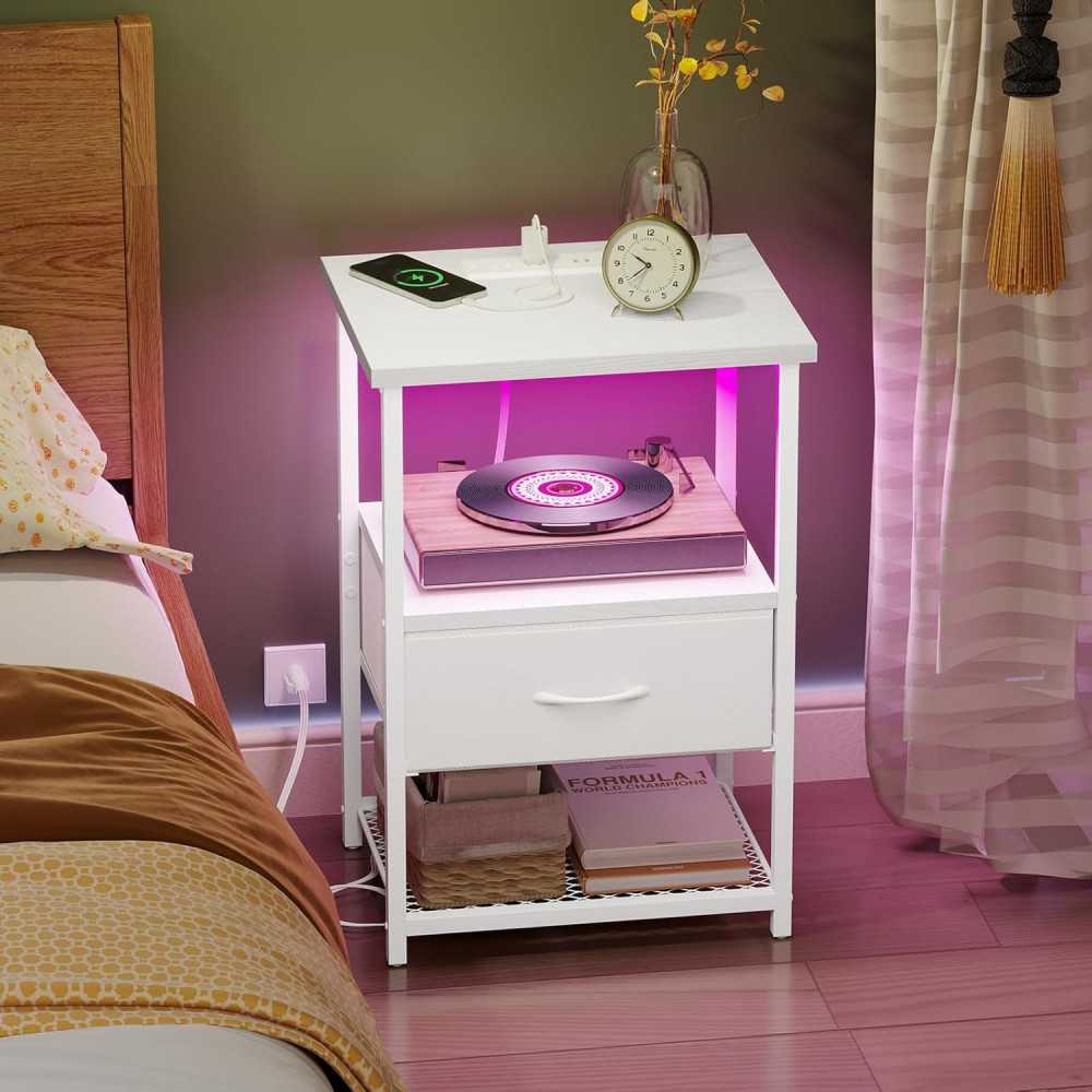 Nightstand Set of 2: Storage, Convenient Charging, and Modern Design