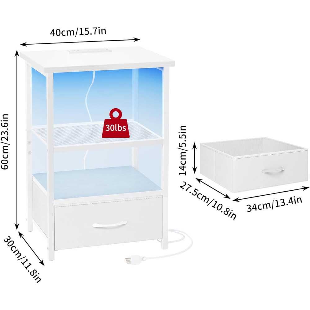 Nightstand Set of 2: Storage, Convenient Charging, and Modern Design