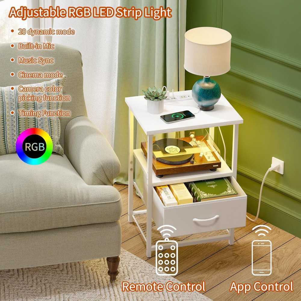 Nightstand Set of 2: Storage, Convenient Charging, and Modern Design