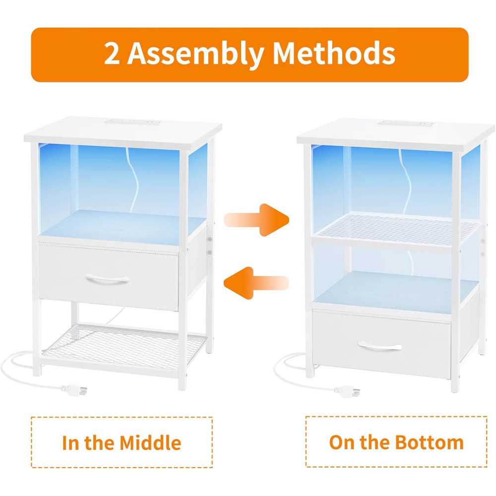 Nightstand Set of 2: Storage, Convenient Charging, and Modern Design