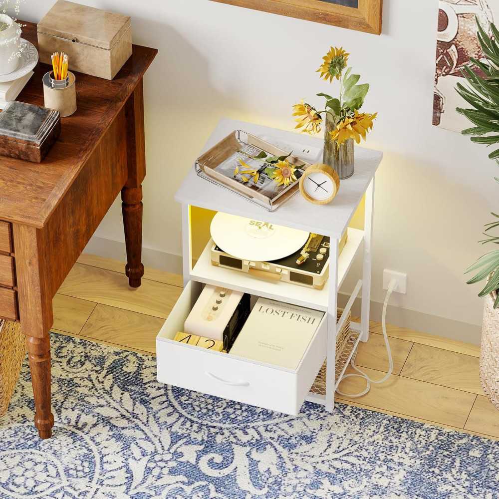 Nightstand Set of 2: Storage, Convenient Charging, and Modern Design