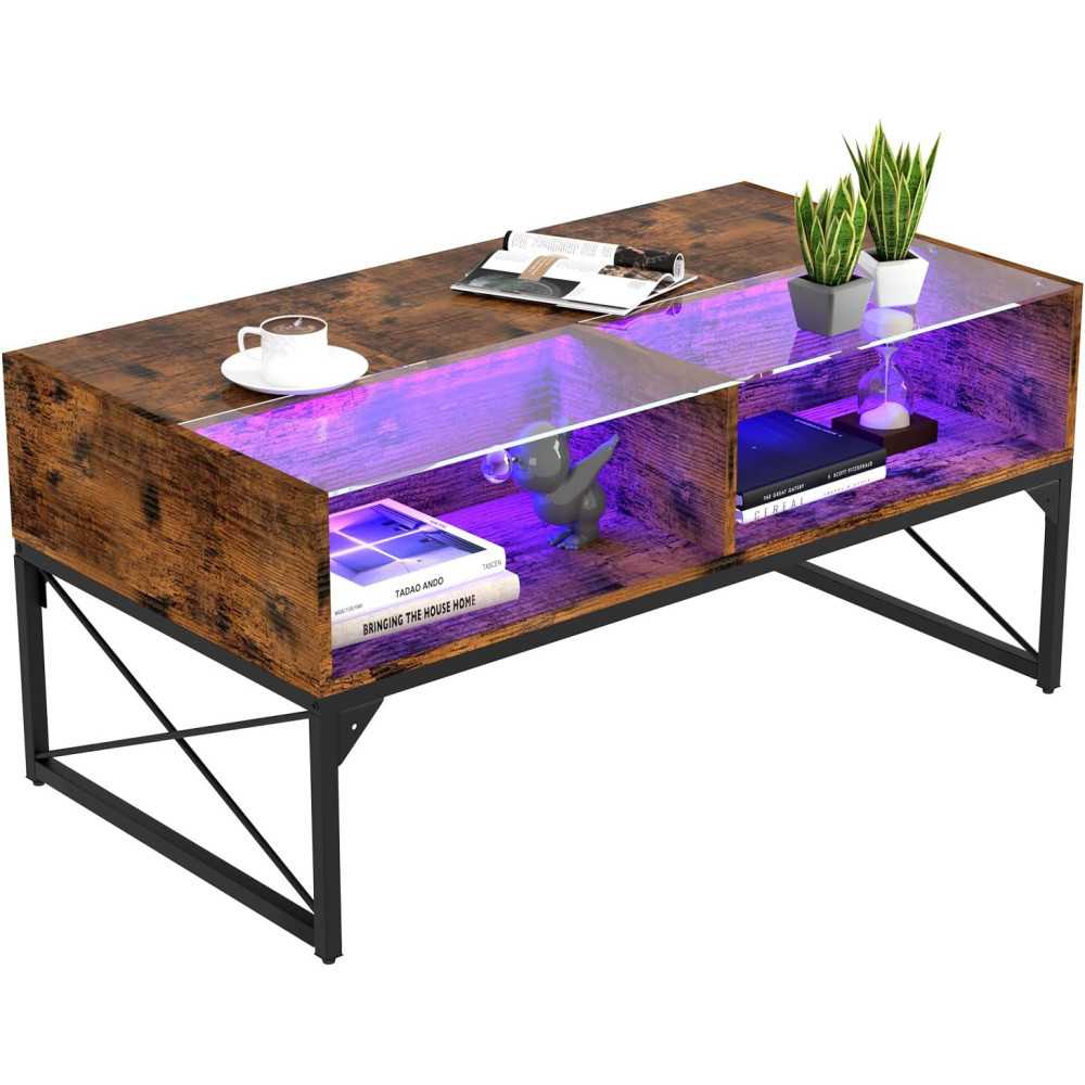 LED Coffee Table w/ Modern Design and Smart Storage Solutions