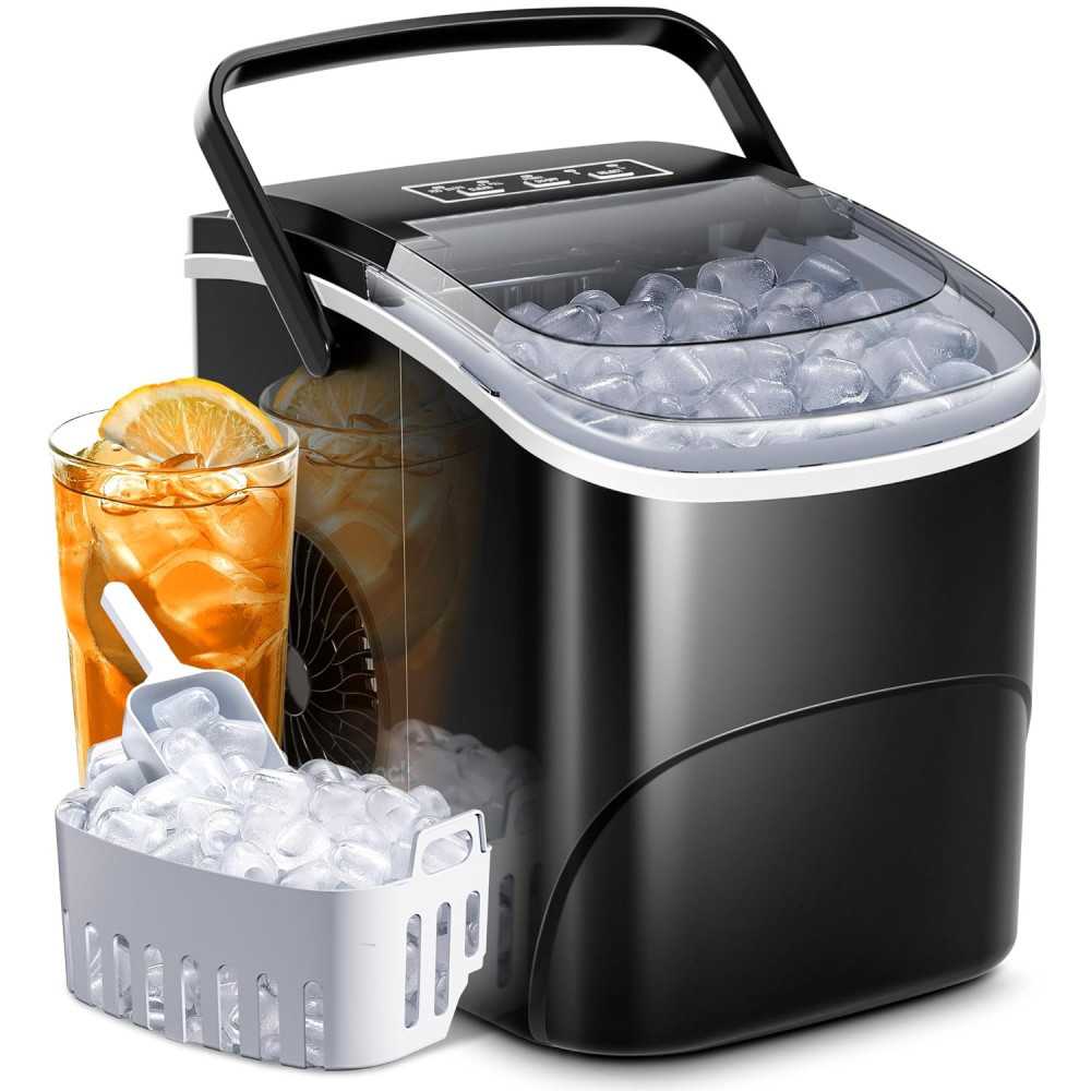 Portable Ice Maker w/ Lightning-Fast Ice Production and Self-Cleaning Feature