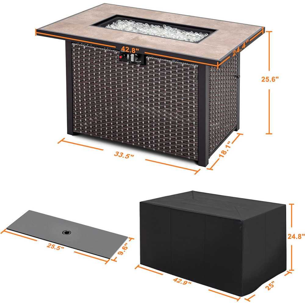 50,000 BTU Propane Gas Fire Pit Table