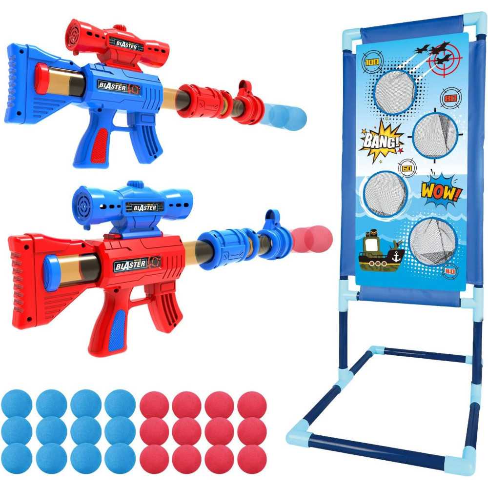 2 Air Guns, Shooting Target, and Foam Balls Set