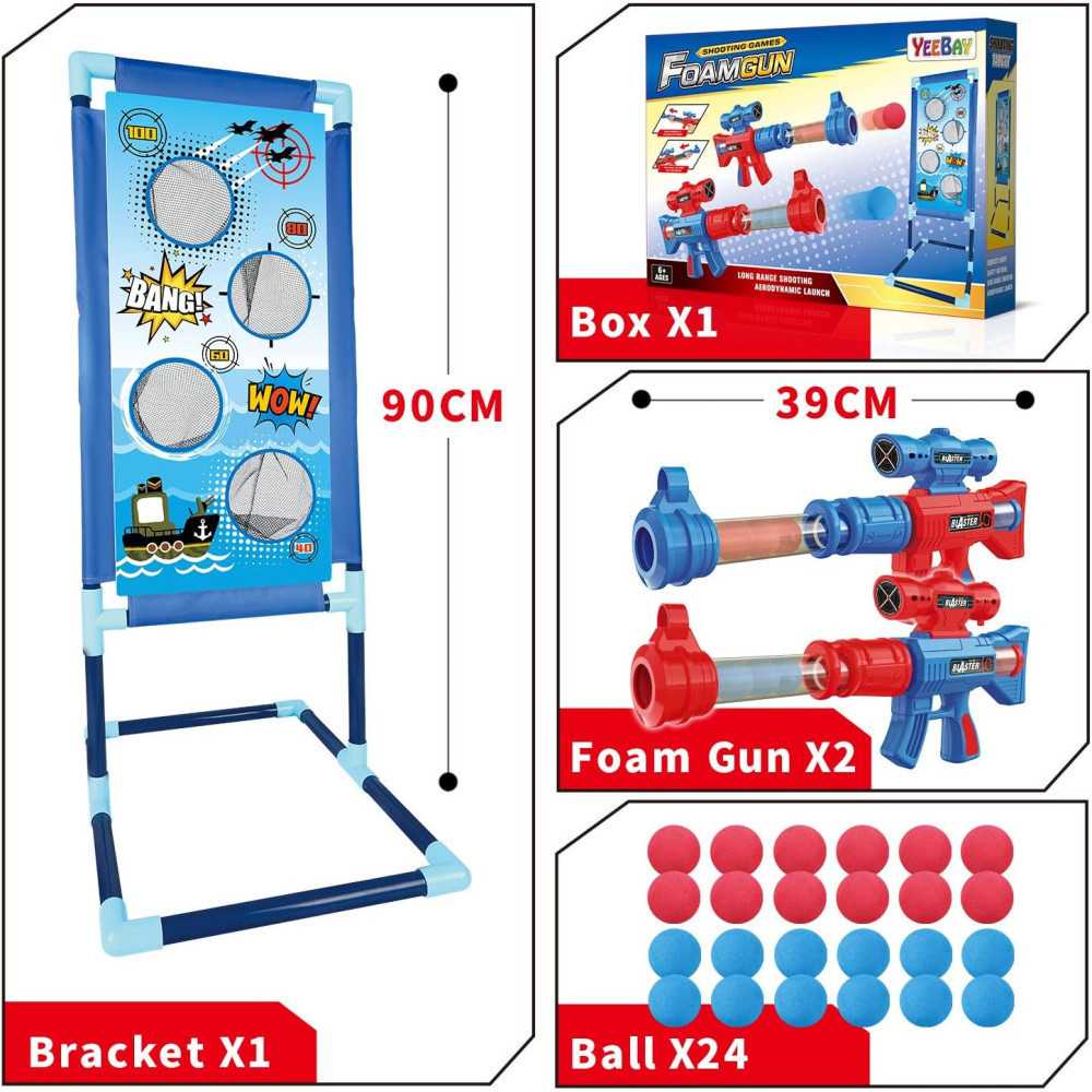 2 Air Guns, Shooting Target, and Foam Balls Set