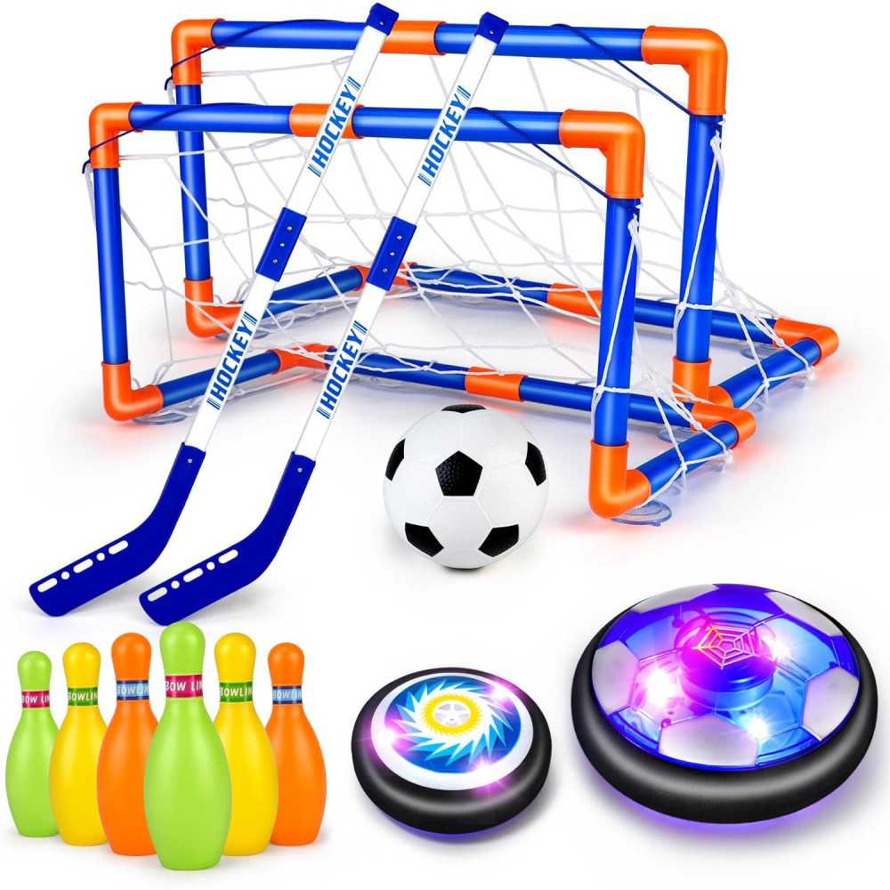 Rechargeable Hover Soccer Ball & Hockey Set w/ LED Lights - Perfect Indoor/Outdoor Sport Toy for Kids