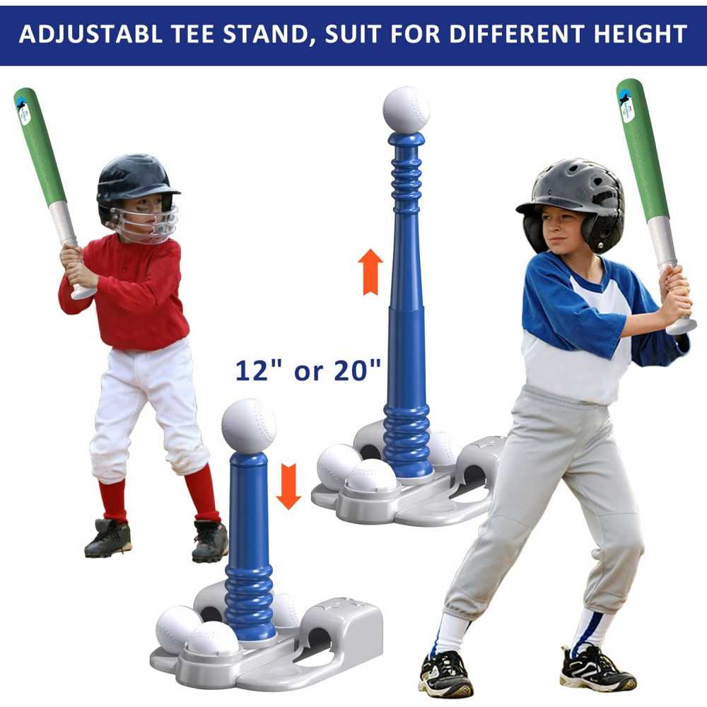 2-in-1 Tee Ball Set for Toddlers w/ Automatic Pitching Machine and Adjustable Bat