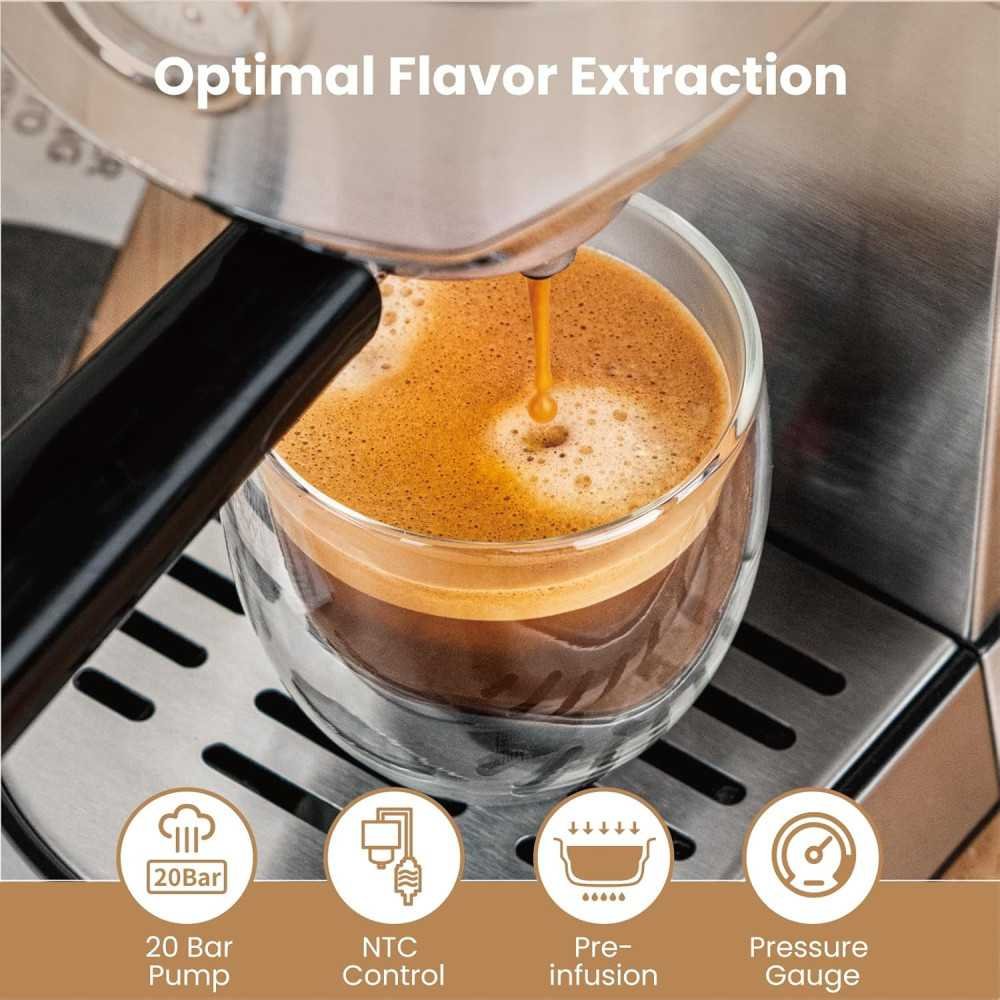 Professional 20-Bar Espresso Machine with Auto Milk Frother for Perfect Lattes and Cappuccinos | TekChoice Electronics