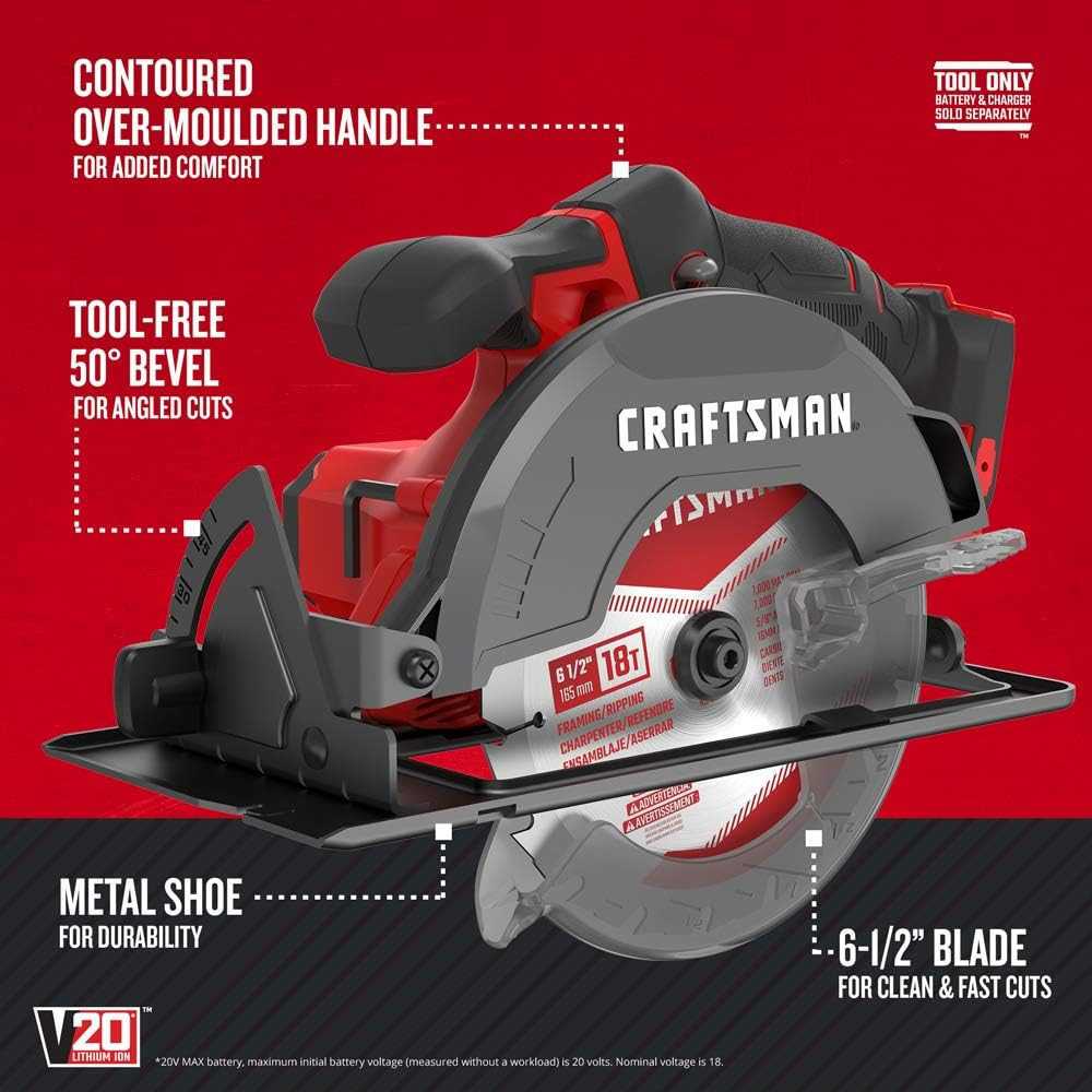 CRAFTSMAN V20 6-1/2 Inch Cordless Circular Saw