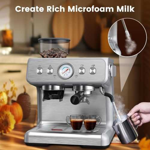 Stainless Steel Espresso Machine with Built-In Grinder and Milk Frother | TekChoice Electronics